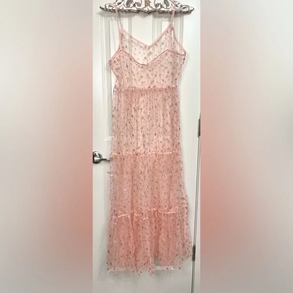 Starry Sheer Tiered Dress NWOT - Picture 3 of 5